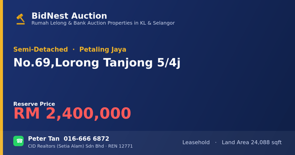 Semi-Detached · No. 69, Lorong Tanjong 5/4j