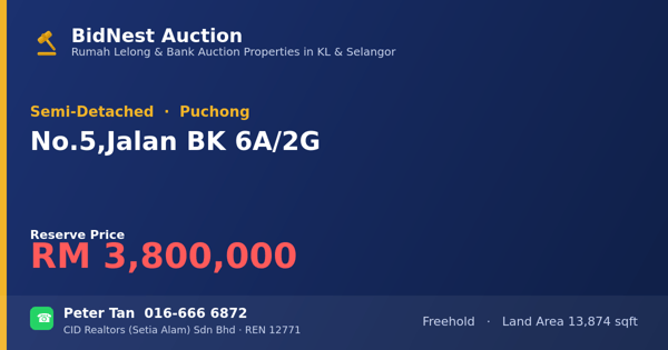 Semi-Detached · No. 5, Jalan BK 6A/2G