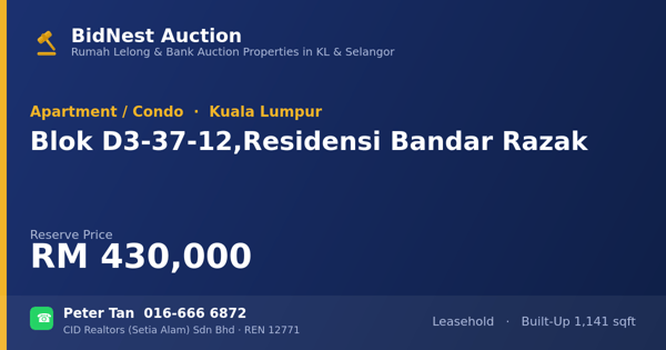 Apartmen / Kondo · Blok D3-37-12, Residensi Bandar Razak