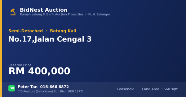 Semi-D · No. 17, Jalan Cengal 3