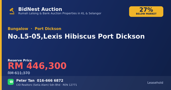 Bungalow · No. L5-05, Lexis Hibiscus Port Dickson