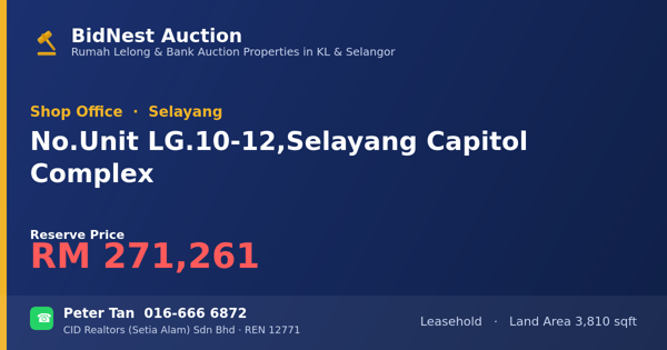 Shop Office · No. Unit LG. 10-12, Selayang Capitol Complex