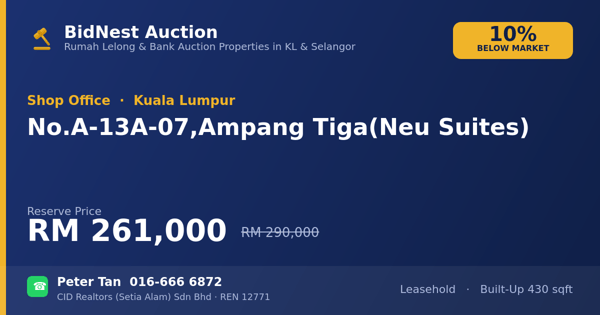 Kedai Pejabat · No. A-13A-07, Ampang Tiga (Neu Suites)