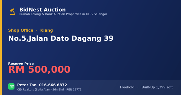 Shop Office · No. 5, Jalan Dato Dagang 39