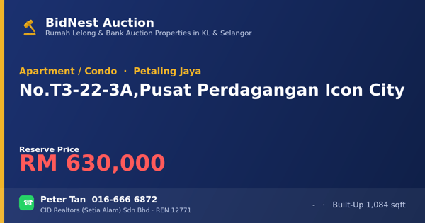 Apartment / Condo · No. T3-22-3A, Pusat Perdagangan Icon City