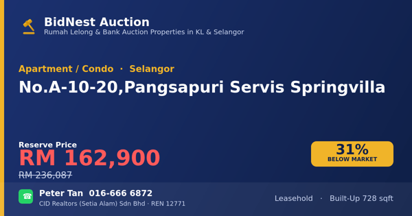 Apartment / Condo · No. A-10-20, Pangsapuri Servis Springvilla