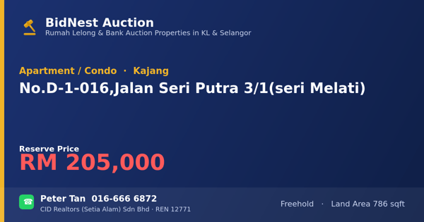 Apartment / Condo · No. D-1-016, Jalan Seri Putra 3/1 (seri Melati)