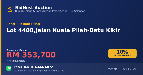 Tanah · Lot 4408, Jalan Kuala Pilah - Batu Kikir