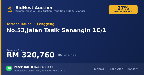 Rumah Teres · No. 53, Jalan Tasik Senangin 1C/1
