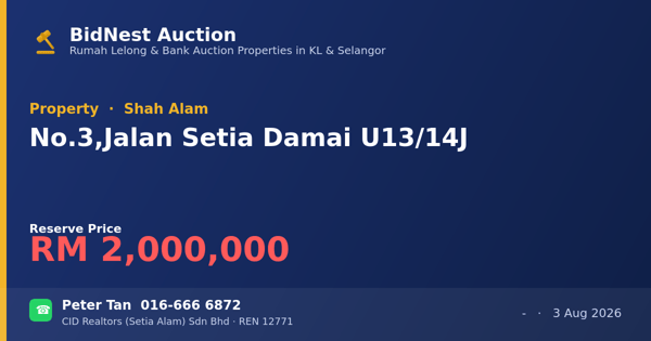 Property · No. 3, Jalan Setia Damai U13/14J