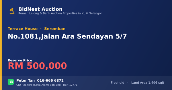 Terrace House · No. 1081, Jalan Ara Sendayan 5/7