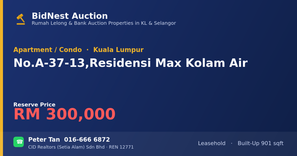 Apartment / Condo · No. A-37-13, Residensi Max Kolam Air