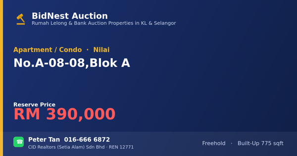 Apartment / Condo · No. A-08-08, Blok A