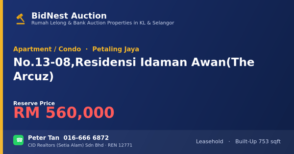 Apartment / Condo · No. 13-08, Residensi Idaman Awan (The Arcuz)