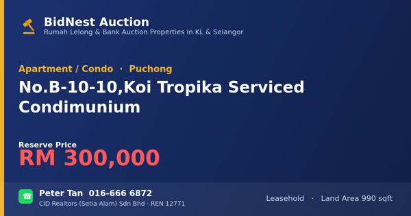 Apartment / Condo · No. B-10-10, Koi Tropika Serviced Condimunium