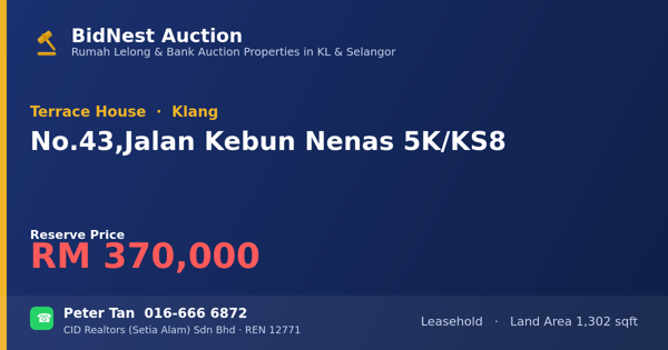 Terrace House · No. 43, Jalan Kebun Nenas 5K/KS8