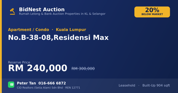 Apartmen / Kondo · No. B-38-08, Residensi Max