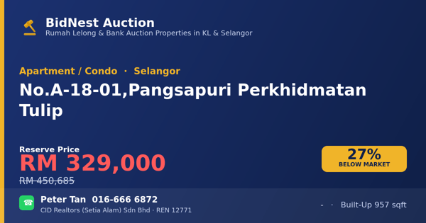 Apartment / Condo · No. A-18-01, Pangsapuri Perkhidmatan Tulip