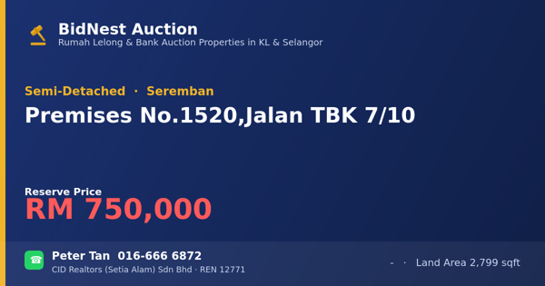 Semi-Detached · Premises No. 1520, Jalan TBK 7/10