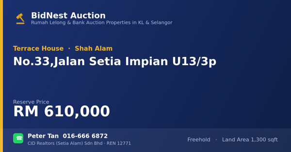Rumah Teres · No. 33, Jalan Setia Impian U13/3p