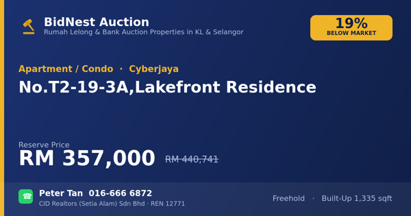 Apartmen / Kondo · No. T2-19-3A, Lakefront Residence