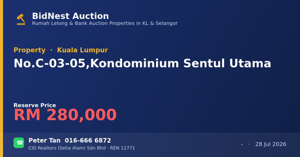 Property · No. C-03-05, Kondominium Sentul Utama