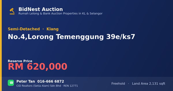 Semi-D · No. 4, Lorong Temenggung 39e/ks7