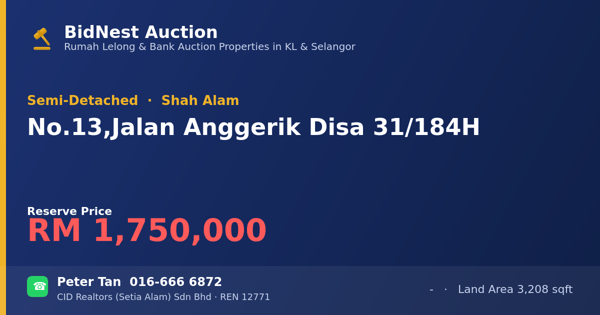 Semi-Detached · No. 13, Jalan Anggerik Disa 31/184H
