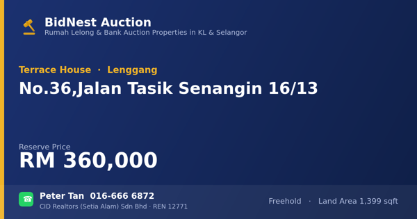 Rumah Teres · No. 36, Jalan Tasik Senangin 16/13