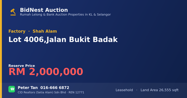 Factory · Lot 4006, Jalan Bukit Badak