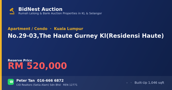 Apartmen / Kondo · No. 29-03, The Haute Gurney Kl (Residensi Haute)