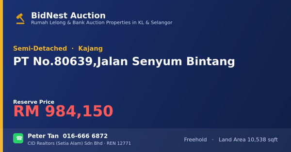 Semi-Detached · PT No. 80639, Jalan Senyum Bintang