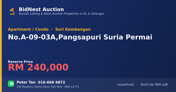 公寓 · No. A-09-03A, Pangsapuri Suria Permai