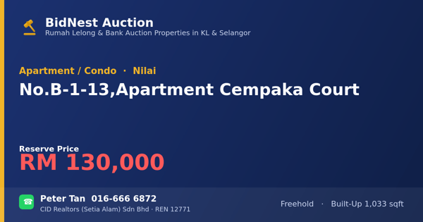 Apartment / Condo · No. B-1-13, Apartment Cempaka Court