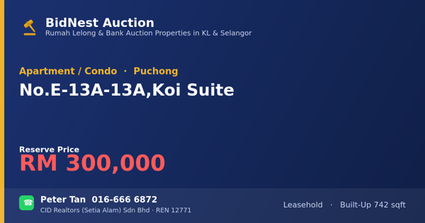 Apartment / Condo · No. E-13A-13A, Koi Suite