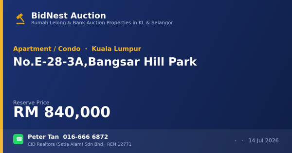 Apartmen / Kondo · No. E-28-3A, Bangsar Hill Park