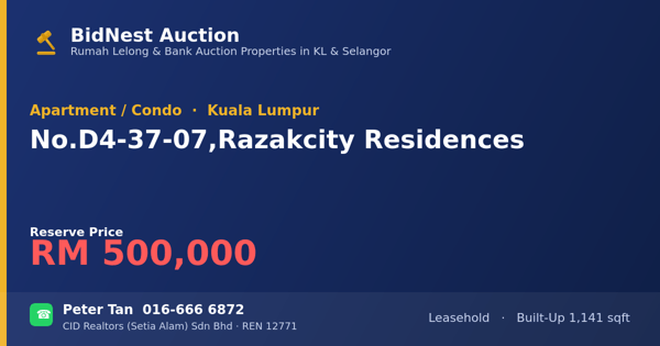 Apartment / Condo · No. D4-37-07, Razakcity Residences