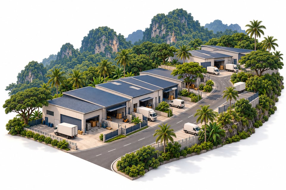 示意图：山坡上的紧凑老工业园