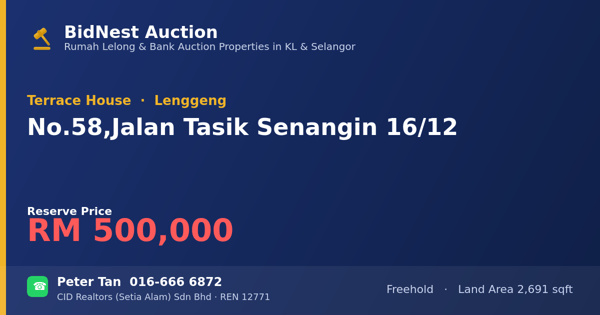 Terrace House · No. 58, Jalan Tasik Senangin 16/12