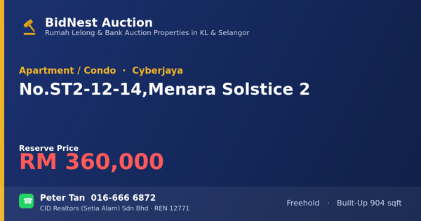 Apartment / Condo · No. ST2-12-14, Menara Solstice 2