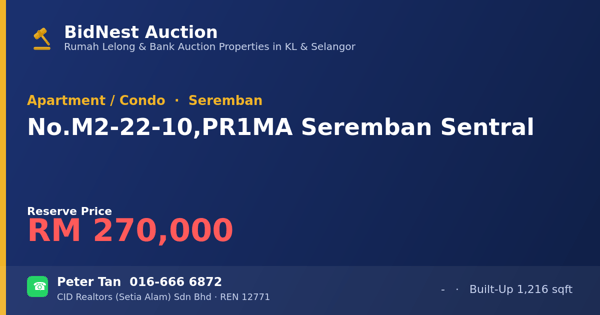Apartment / Condo · No. M2-22-10, PR1MA Seremban Sentral