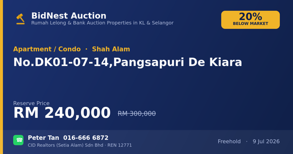Apartmen / Kondo · No. DK01-07-14, Pangsapuri De Kiara
