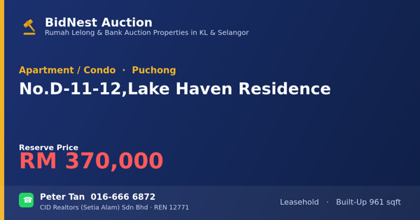 Apartment / Condo · No. D-11-12, Lake Haven Residence