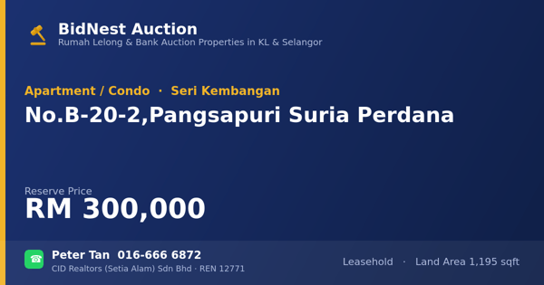Apartmen / Kondo · No. B-20-2, Pangsapuri Suria Perdana