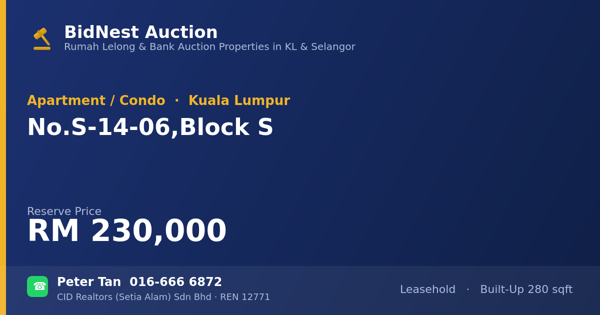 Apartmen / Kondo · No. S-14-06, Block S