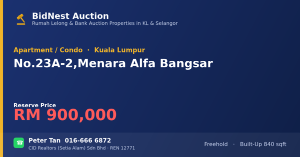Apartment / Condo · No. 23A-2, Menara Alfa Bangsar