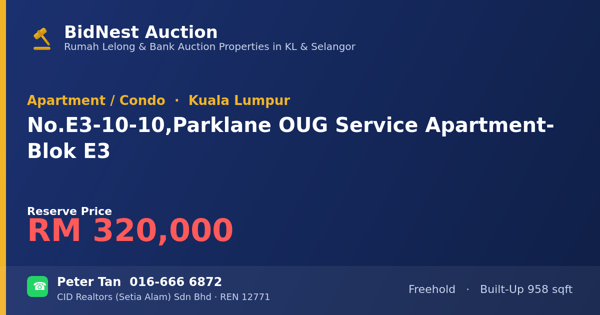 Apartment / Condo · No. E3-10-10, Parklane OUG Service Apartment - Blok E3