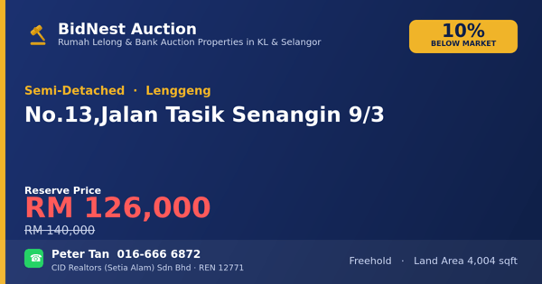 Semi-Detached · No. 13, Jalan Tasik Senangin 9/3