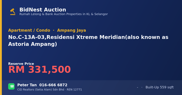 Apartment / Condo · No. C-13A-03, Residensi Xtreme Meridian (also known as Astoria Ampang)
