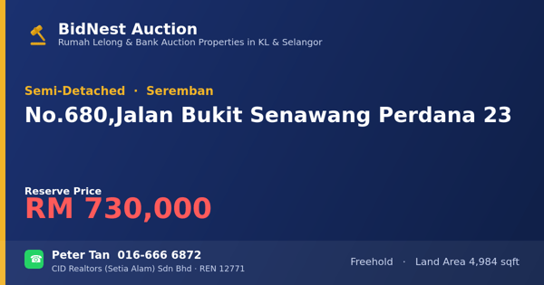 Semi-Detached · No. 680, Jalan Bukit Senawang Perdana 23